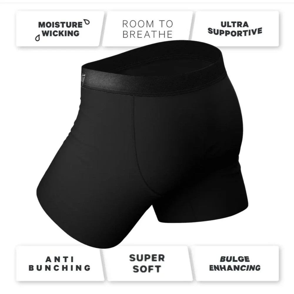 Shinesty Ball Hammock Boxer Briefs Fly Threat Level Midnight Black Mens XL NEW